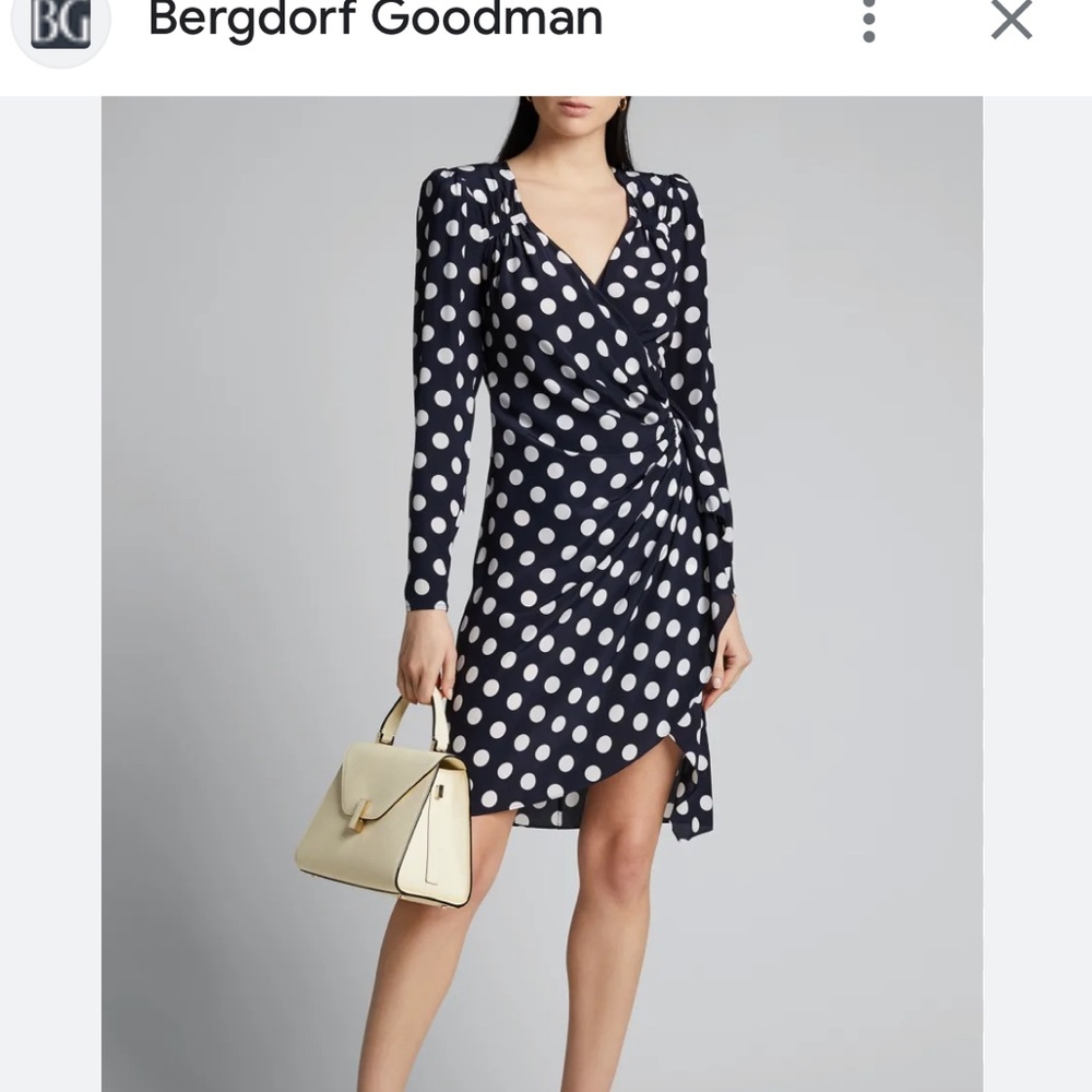 MICHAEL KORS Collection Polka Dot 100% Silk Crepe de Chine Wrap Dress